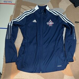 New! navy blue Adidas Aeroready sports warm up full zip jacket, L